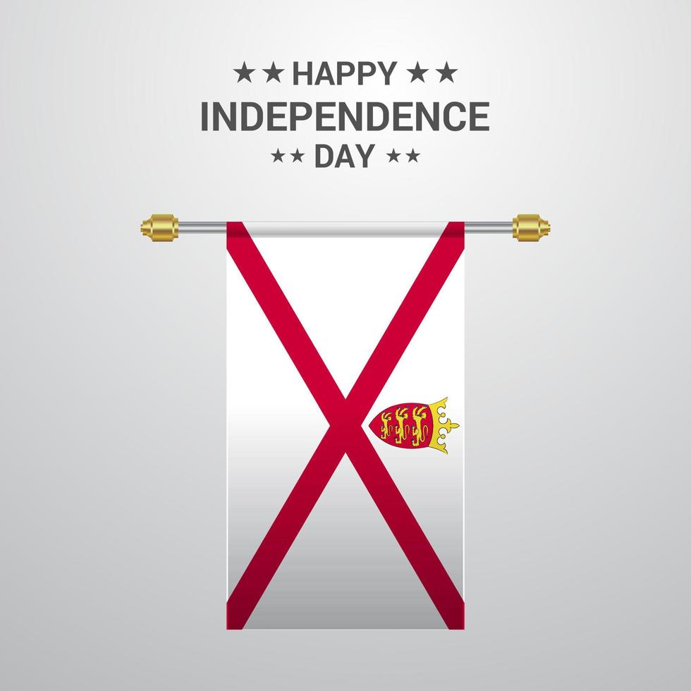 Jersey Independence day hanging flag background vector