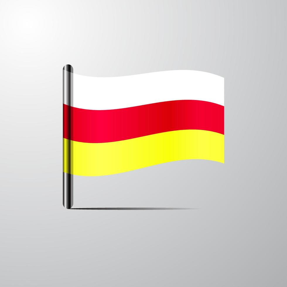 South Ossetia waving Shiny Flag design vector