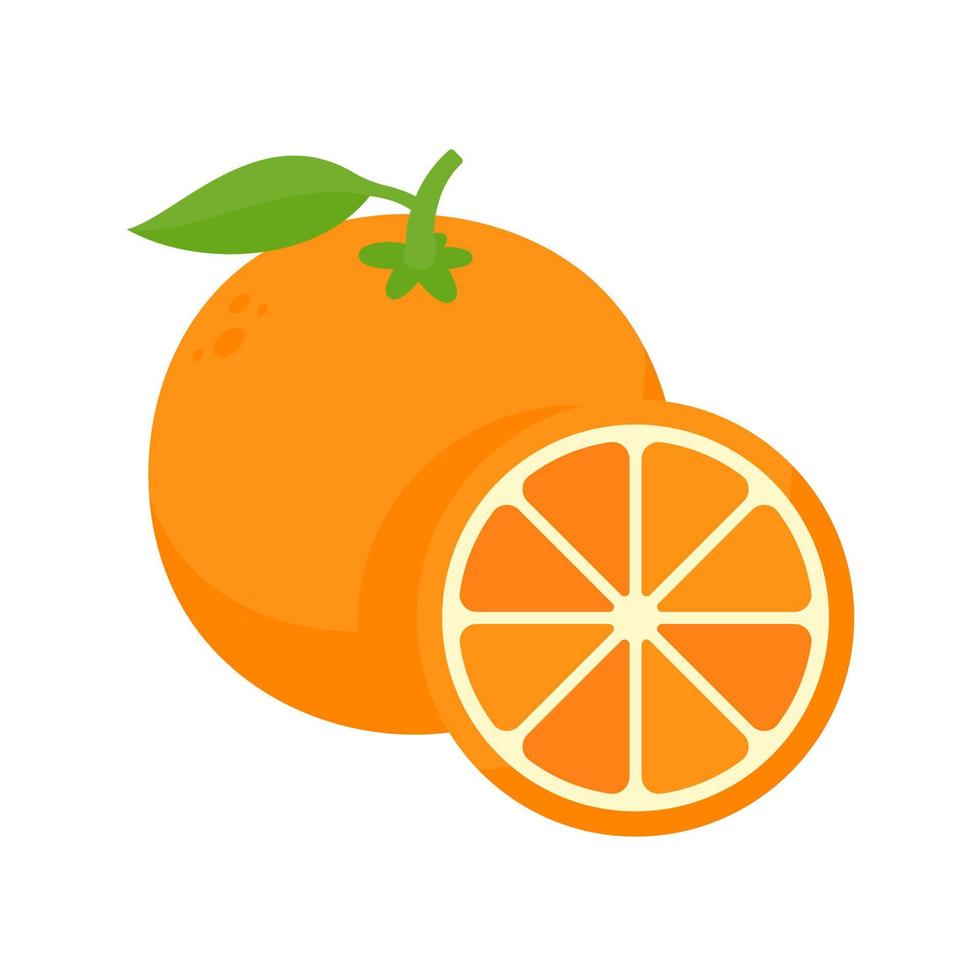 fruta naranja fruta naranja cortada en trozos para hacer jugo. vector