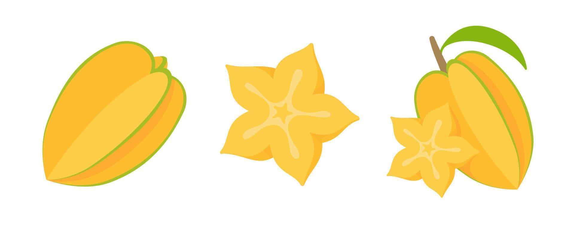 Carambola vector. star shaped yellow fruit vector