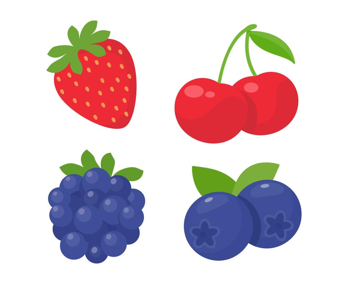 vector de arándanos moras frecas. frutas saludables contienen antioxidantes.