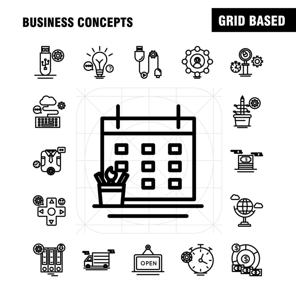 Business Concepts Line Icons Set For Infographics Mobile UXUI Kit And Print Design Include Clipboard Setting Gear Pencil Monitor Internet Setting Dollar Collection Modern Infographic Logo vector