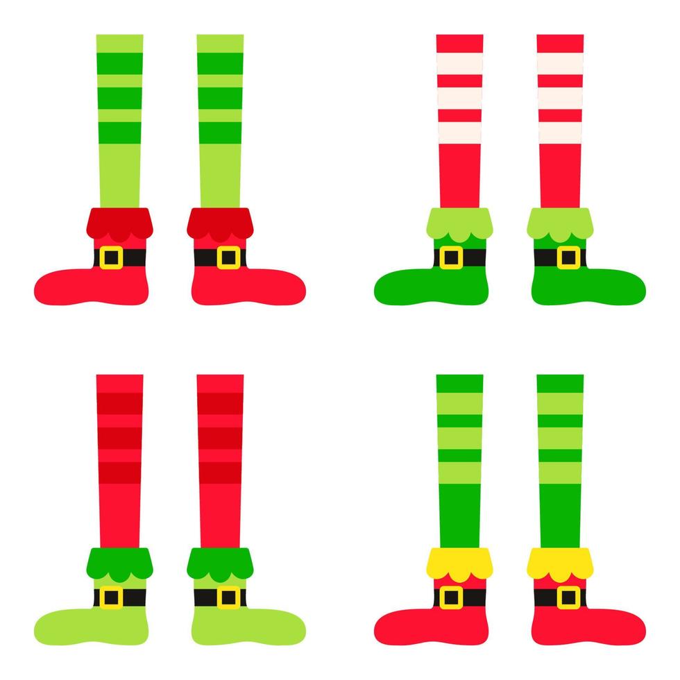 Set of Elf feet in flat style isolated vector