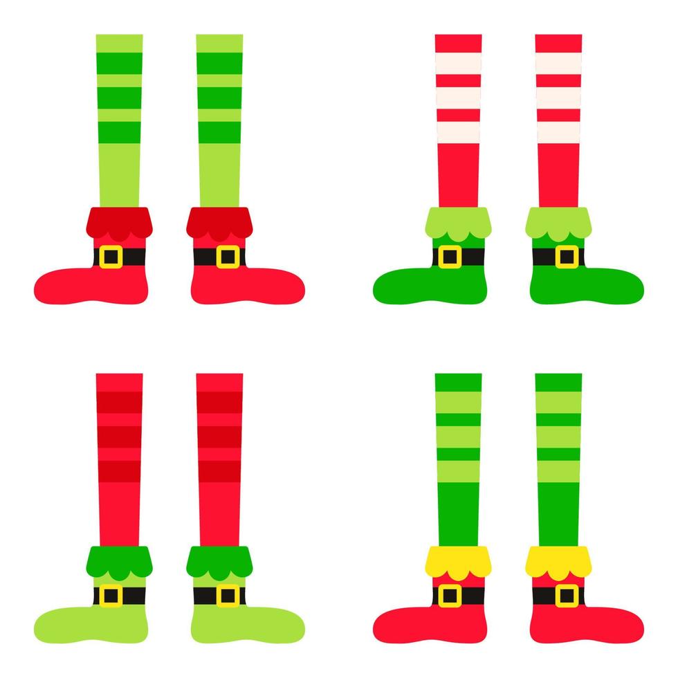 Set of Elf feet in flat style isolated vector