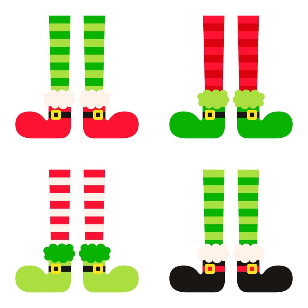 Set of Elf feet in flat style isolated vector
