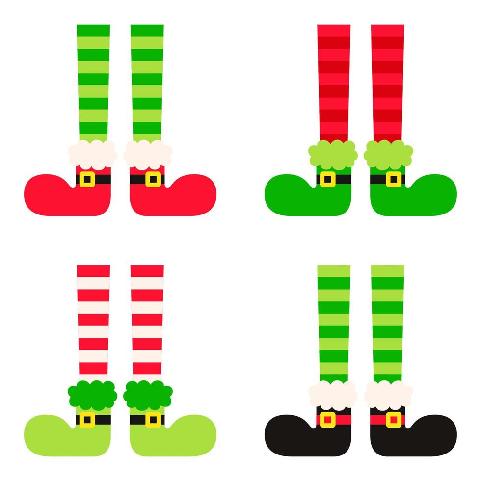 Set of Elf feet in flat style isolated vector