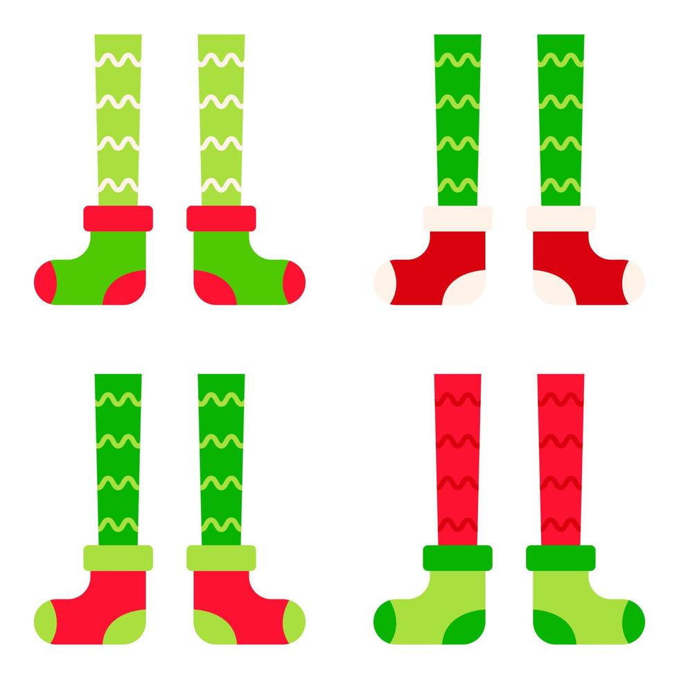 Set of Elf feet in flat style isolated vector