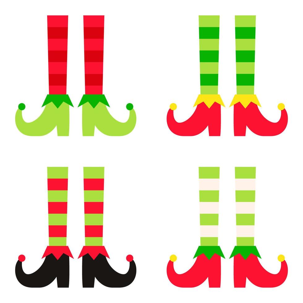 Set of Elf feet in flat style isolated vector