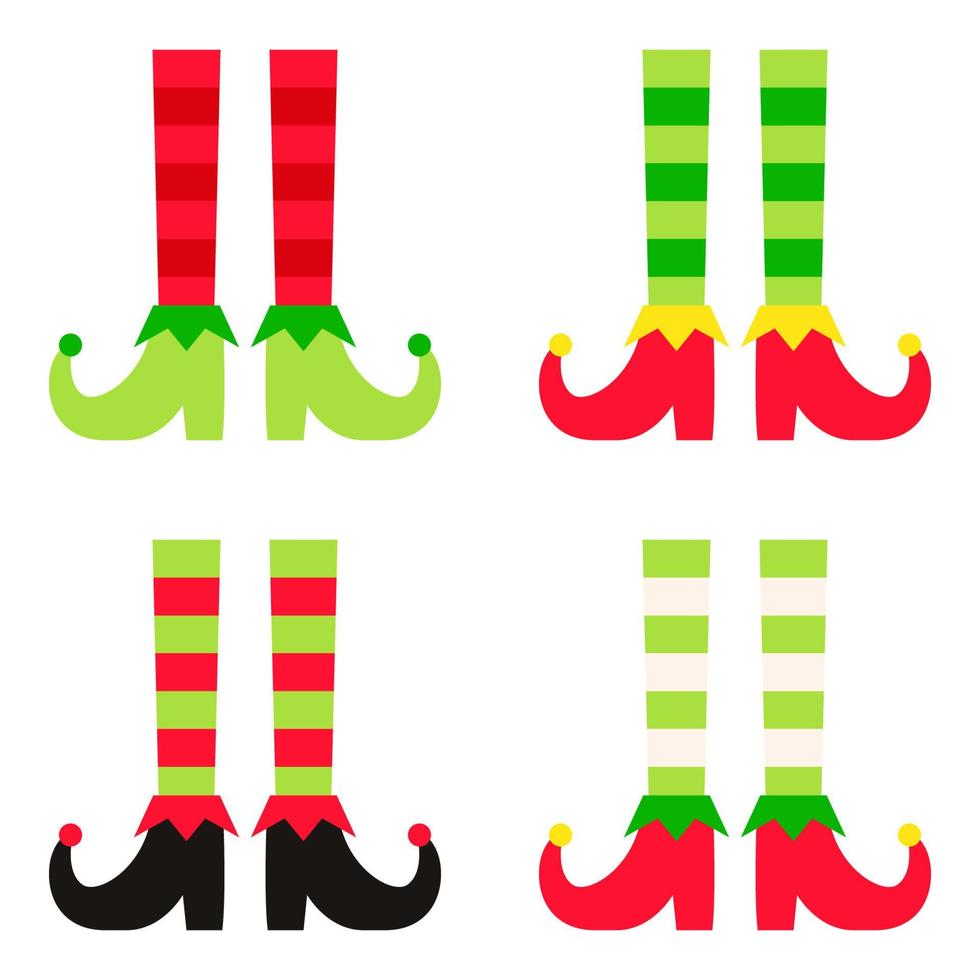 Set of Elf feet in flat style isolated vector