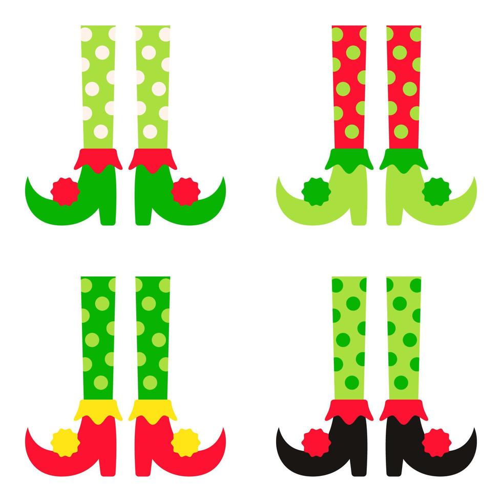Set of Elf feet in flat style isolated vector