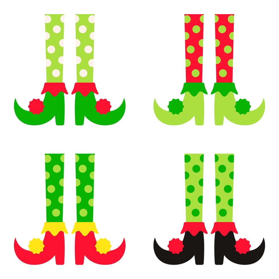 Set of Elf feet in flat style isolated vector