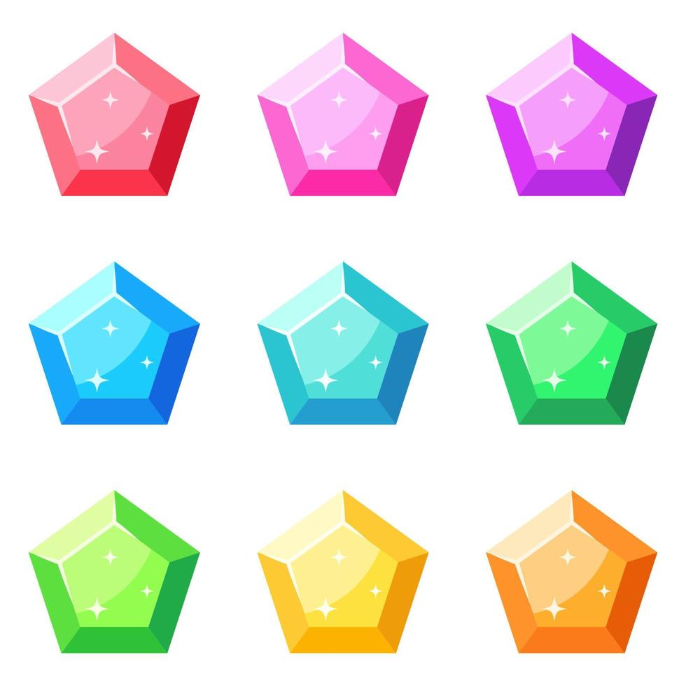 Set of gems in flat style isolated vector