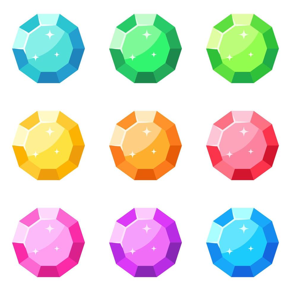 Set of gems in flat style isolated vector