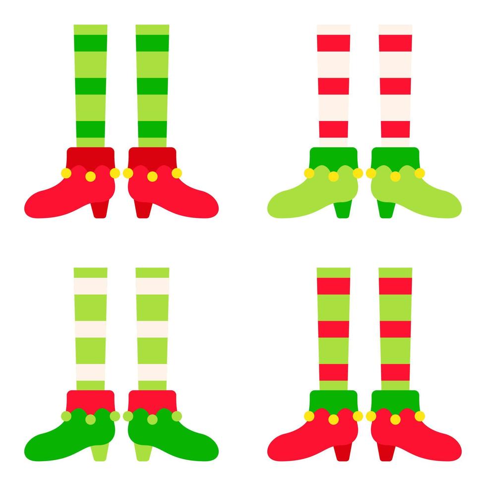 Set of Elf feet in flat style isolated vector