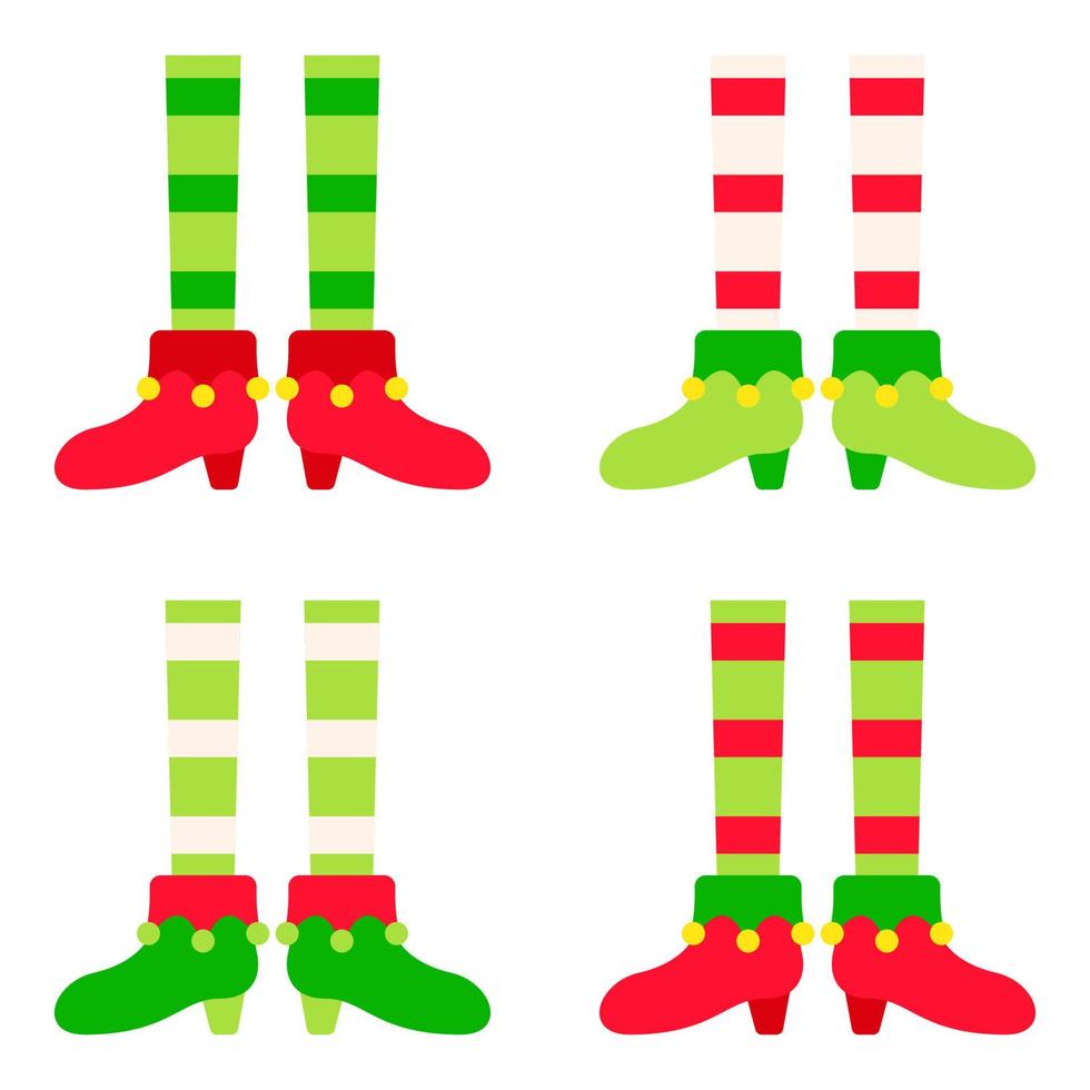 Set of Elf feet in flat style isolated vector