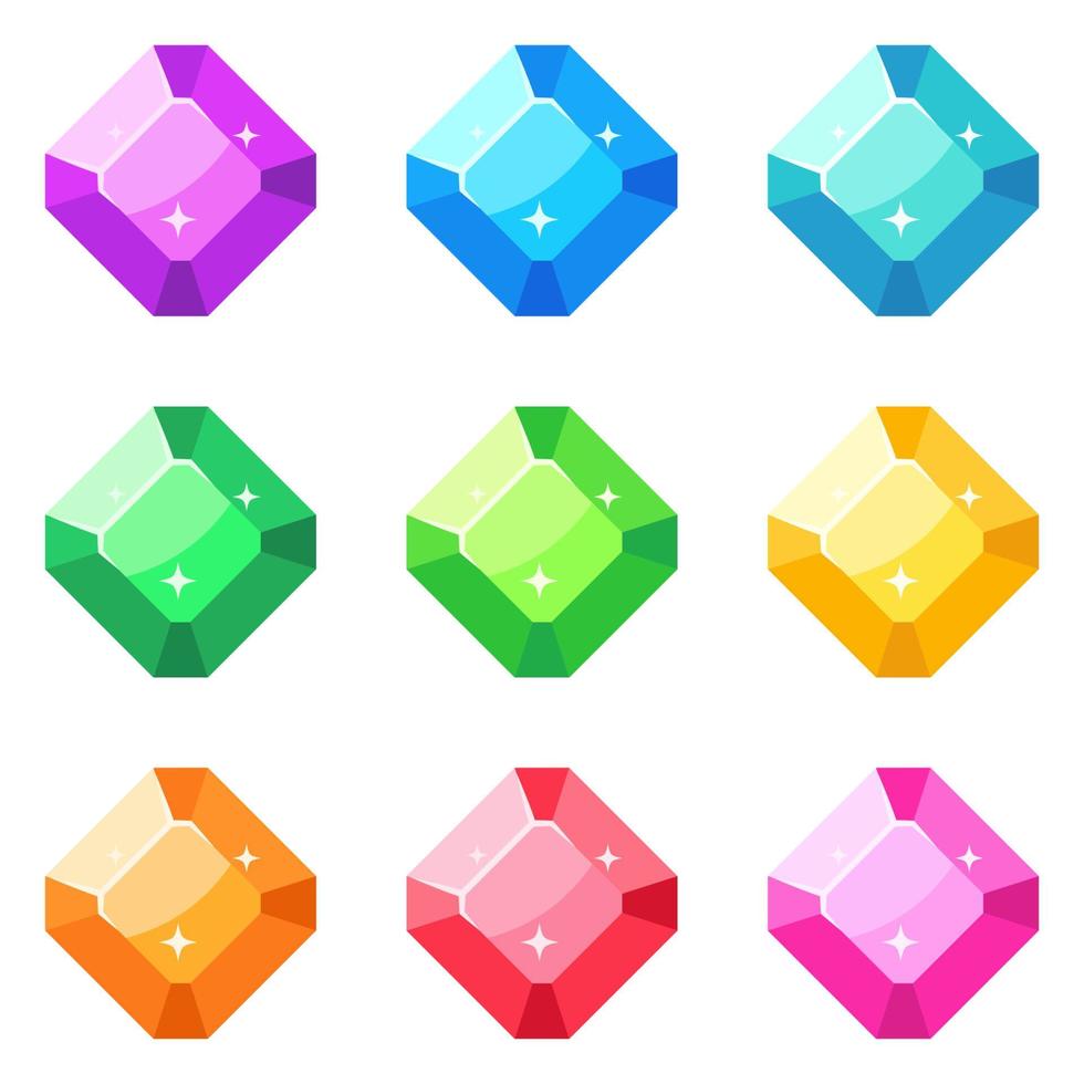 Set of gems in flat style isolated vector