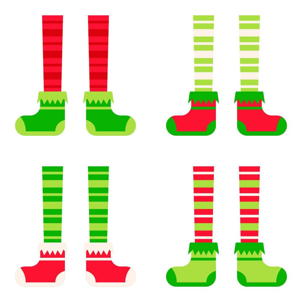Set of Elf feet in flat style isolated vector