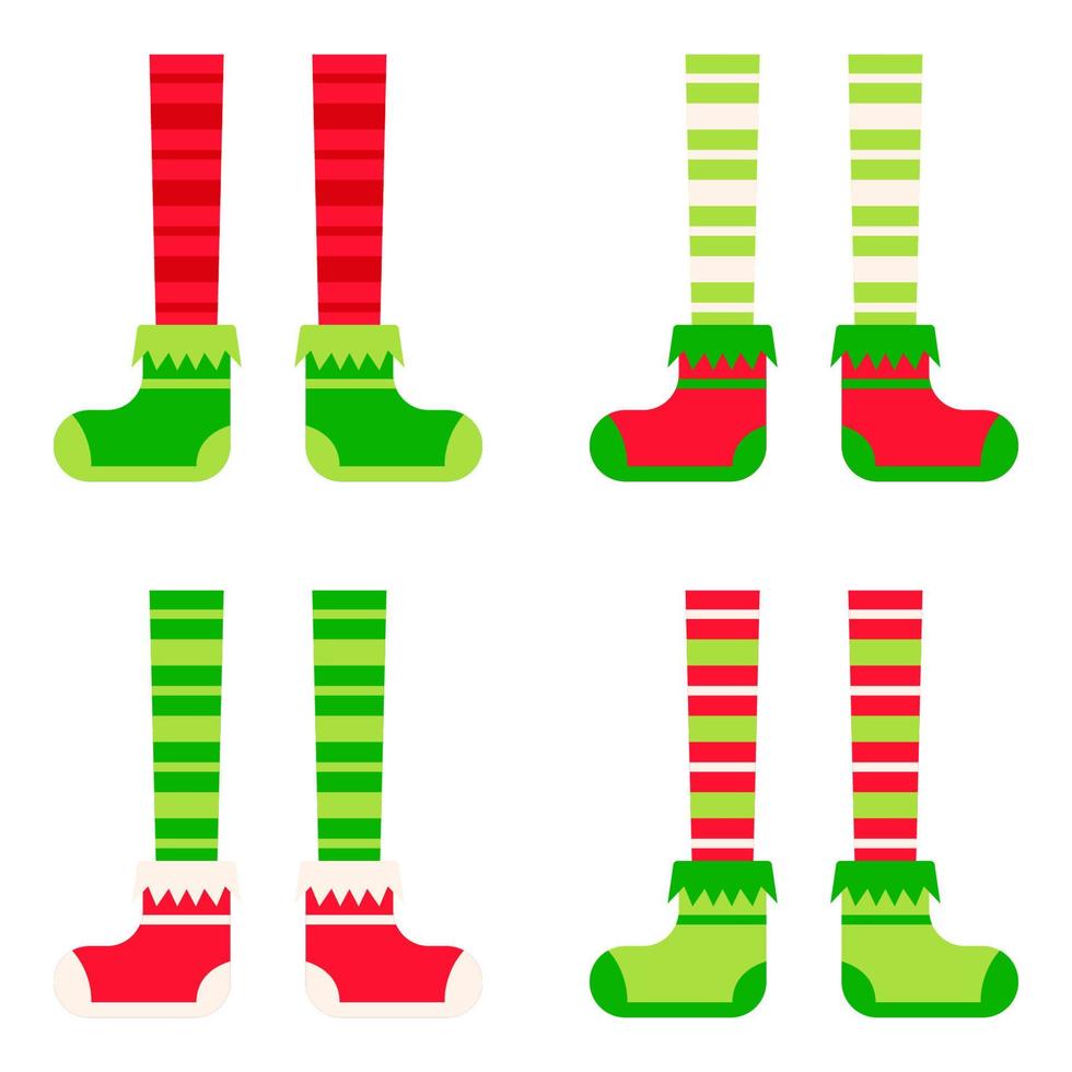 Set of Elf feet in flat style isolated vector