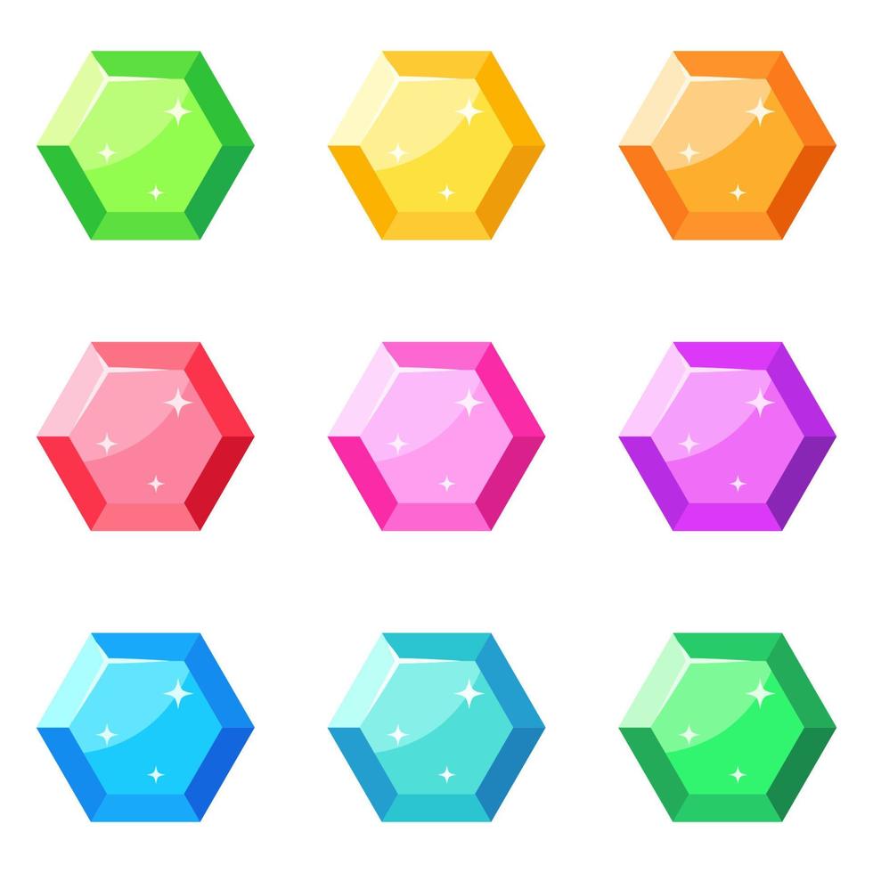 Set of gems in flat style isolated vector