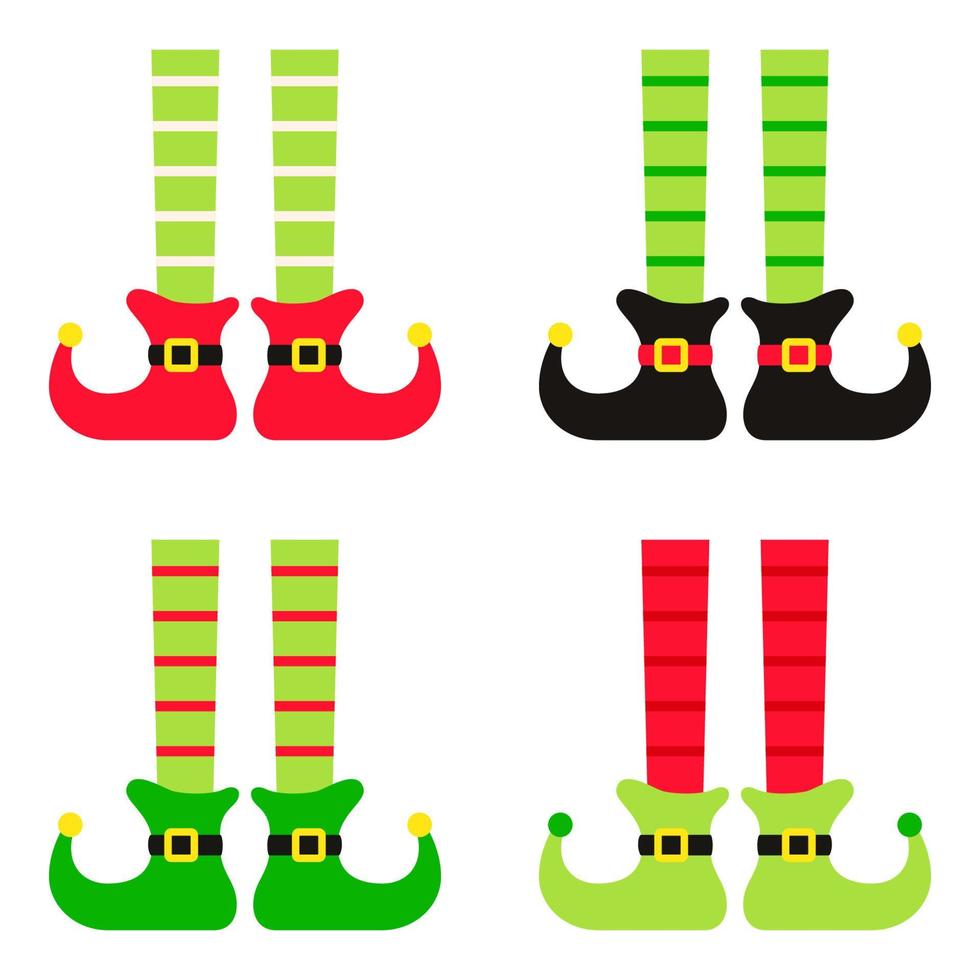 Set of Elf feet in flat style isolated vector