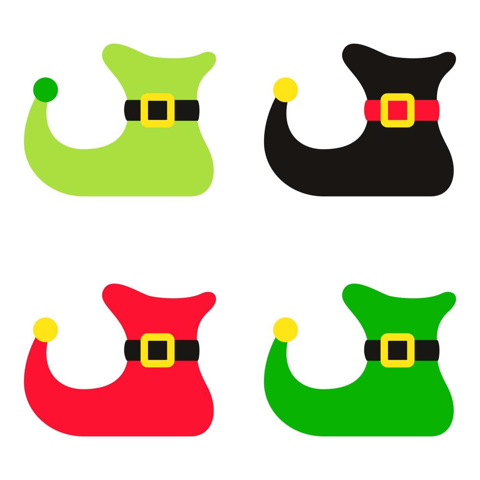 Set of Elf shoes in flat style isolated vector