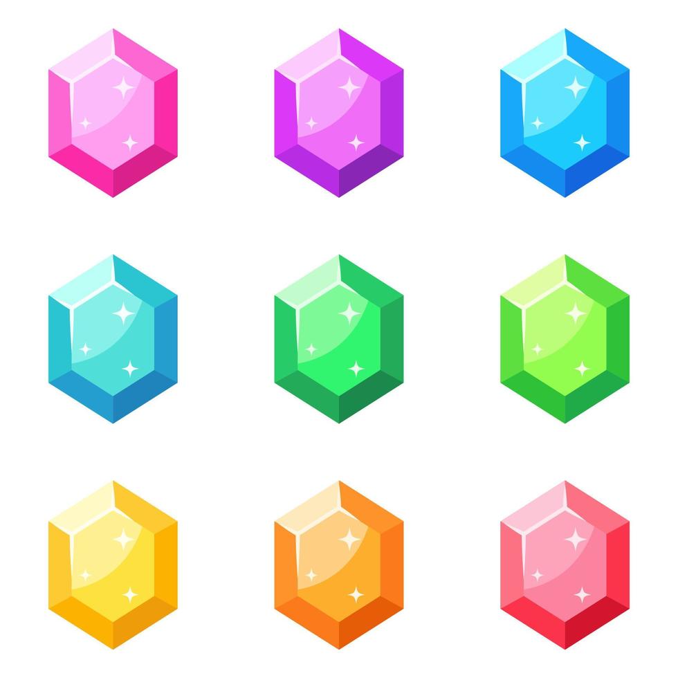 Set of gems in flat style isolated vector