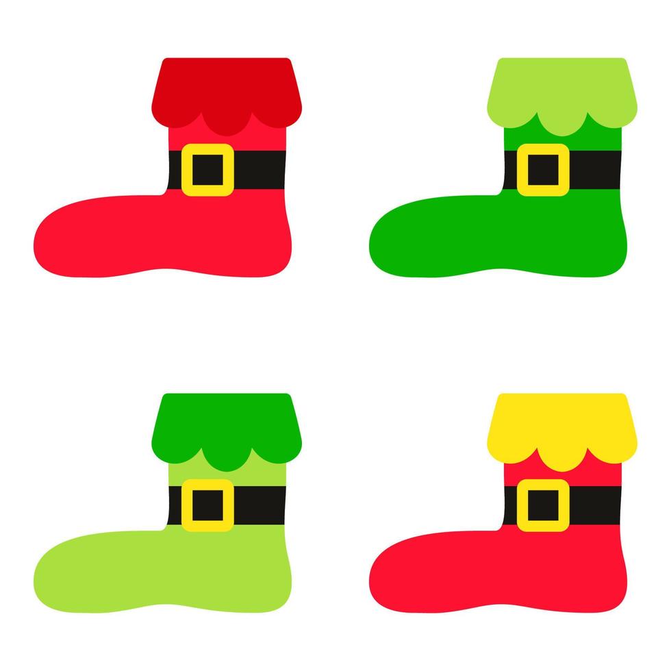 Set of Elf shoes in flat style isolated vector