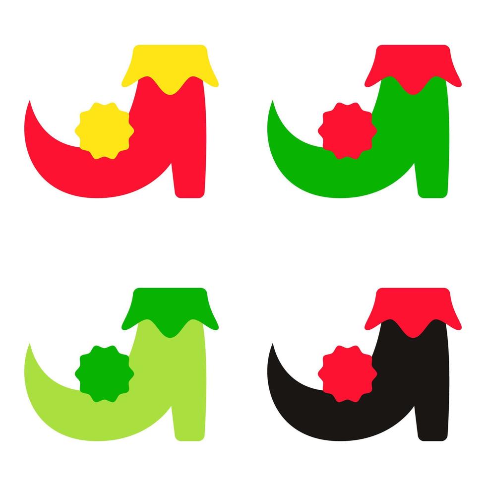 Set of Elf shoes in flat style isolated vector