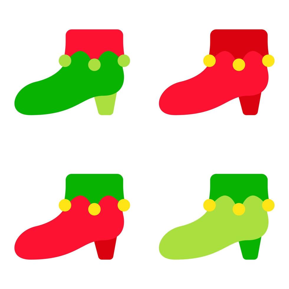 Set of Elf shoes in flat style isolated vector