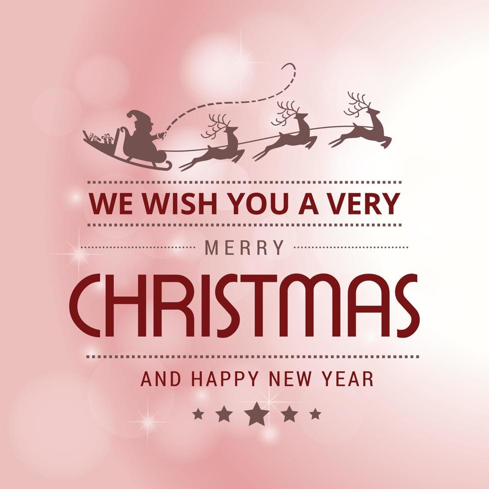 Christmas greetings card design with pink background vector
