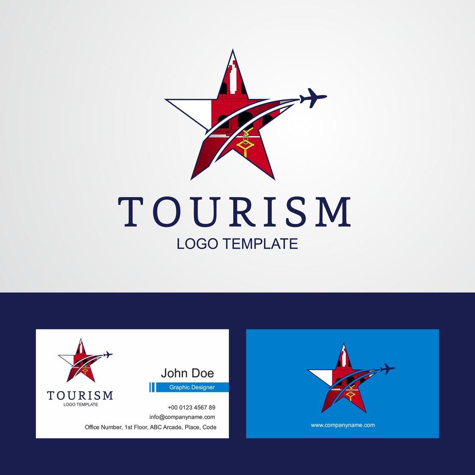 travel gibraltar flag creative star logo y diseño de tarjeta de visita vector
