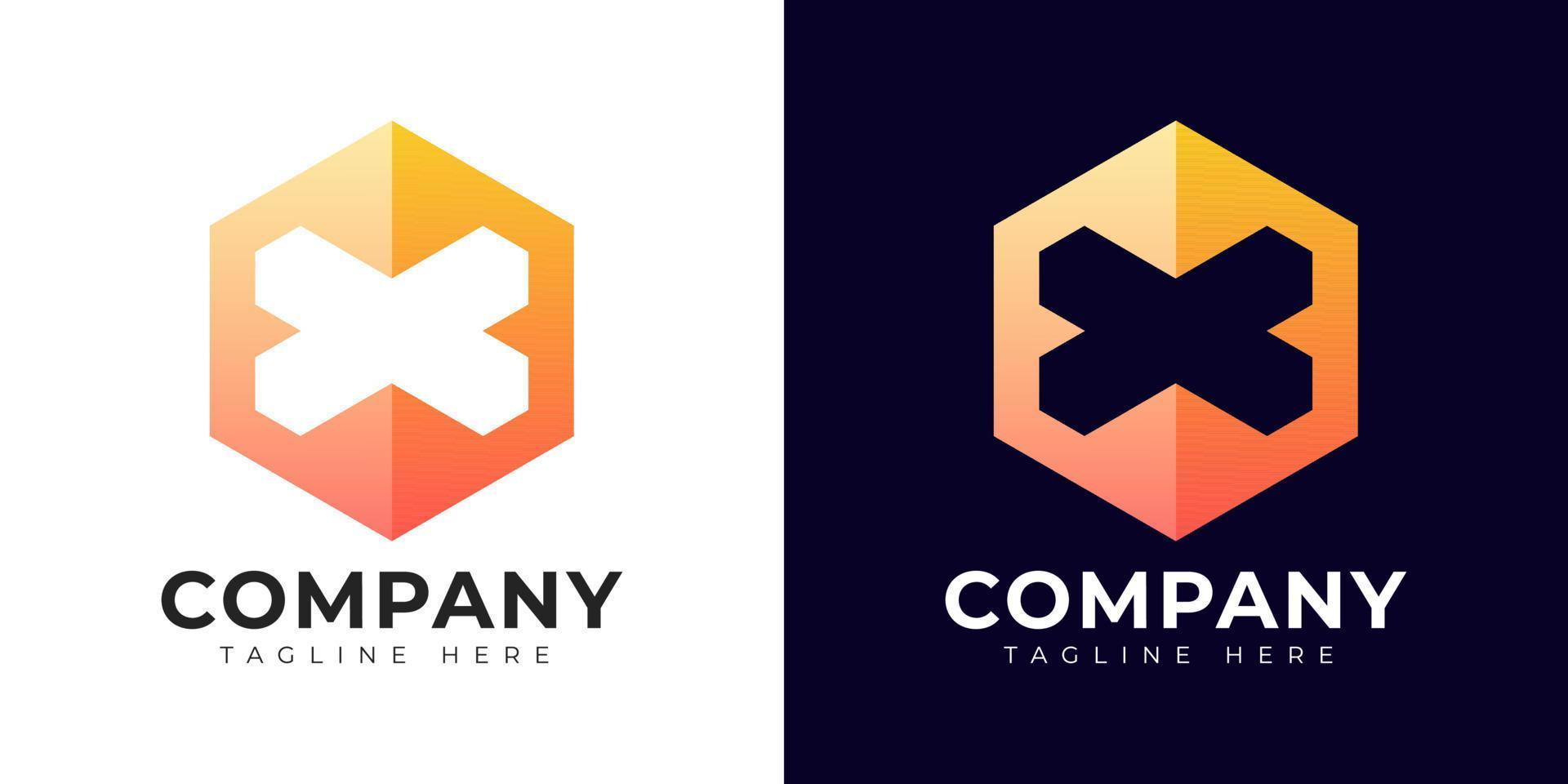 Modern gradient style letter x logo template. x letter design vector with colorful creative hexagon sign.