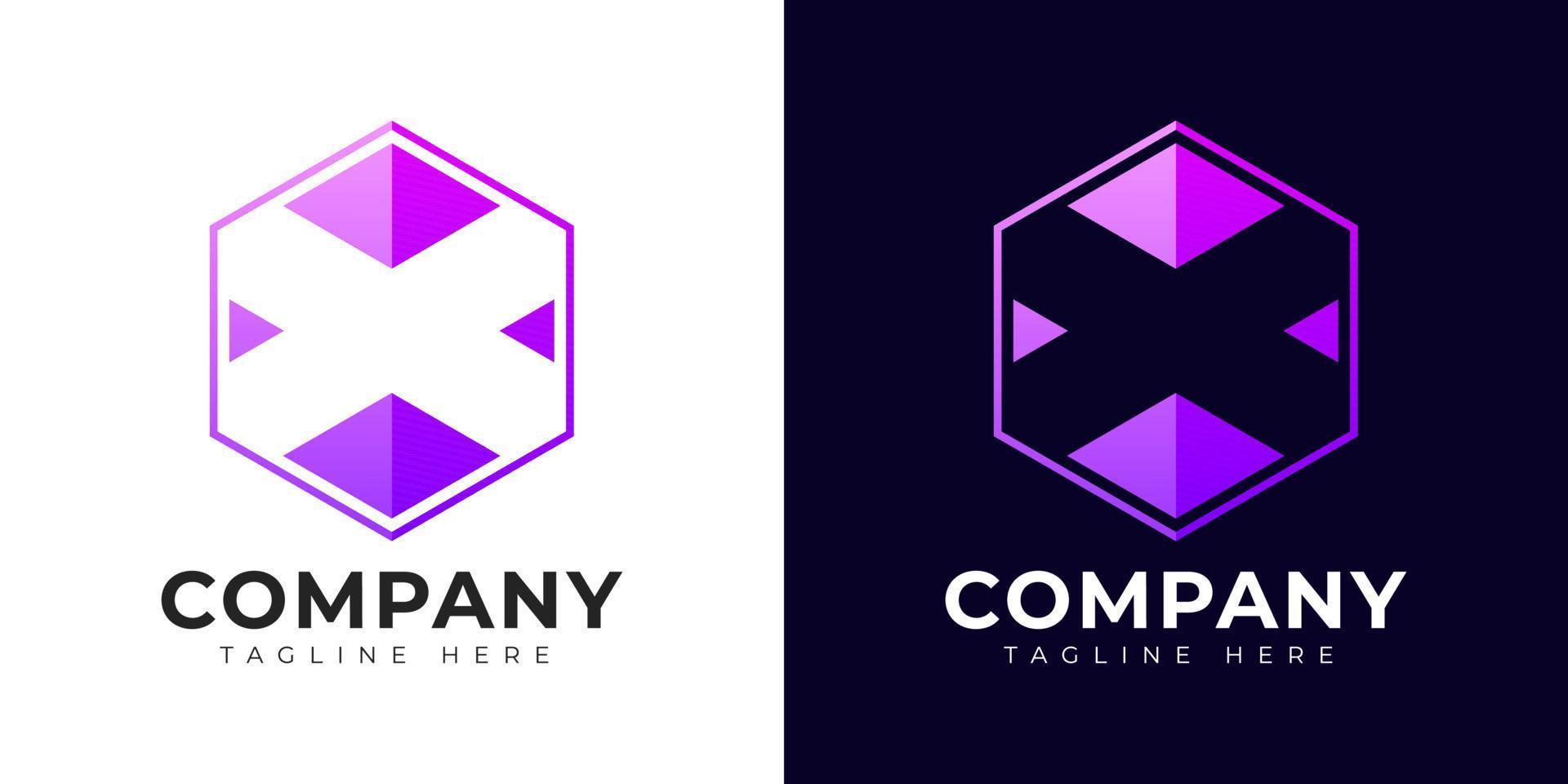 Modern gradient style letter x logo template. x letter design vector with colorful creative hexagon sign.