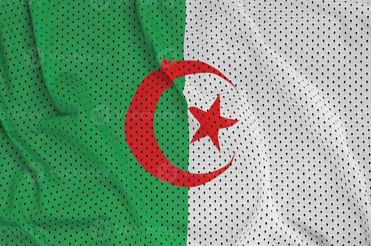 Algeria flag printed on a polyester nylon sportswear mesh fabric photo