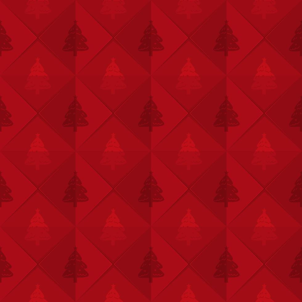 Chirstmas seamless pattern, Christmas fir on red. vector