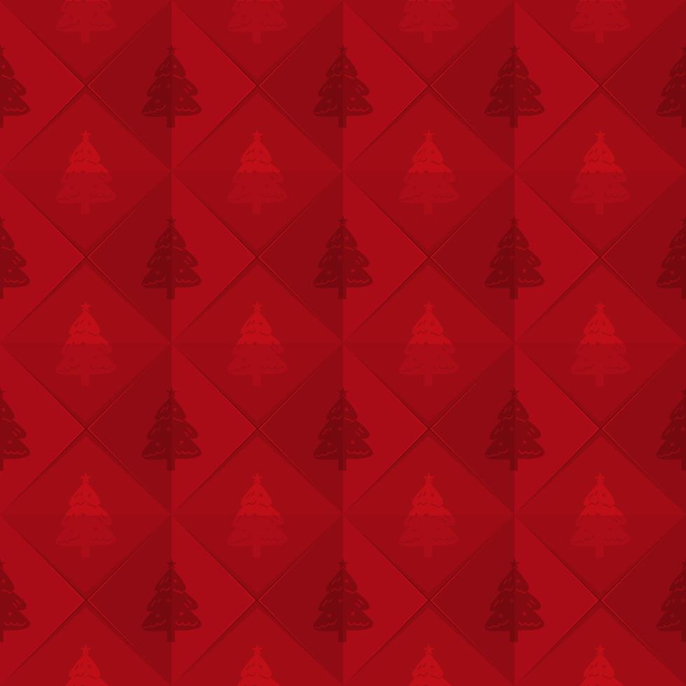 Chirstmas seamless pattern, Christmas fir on red. vector