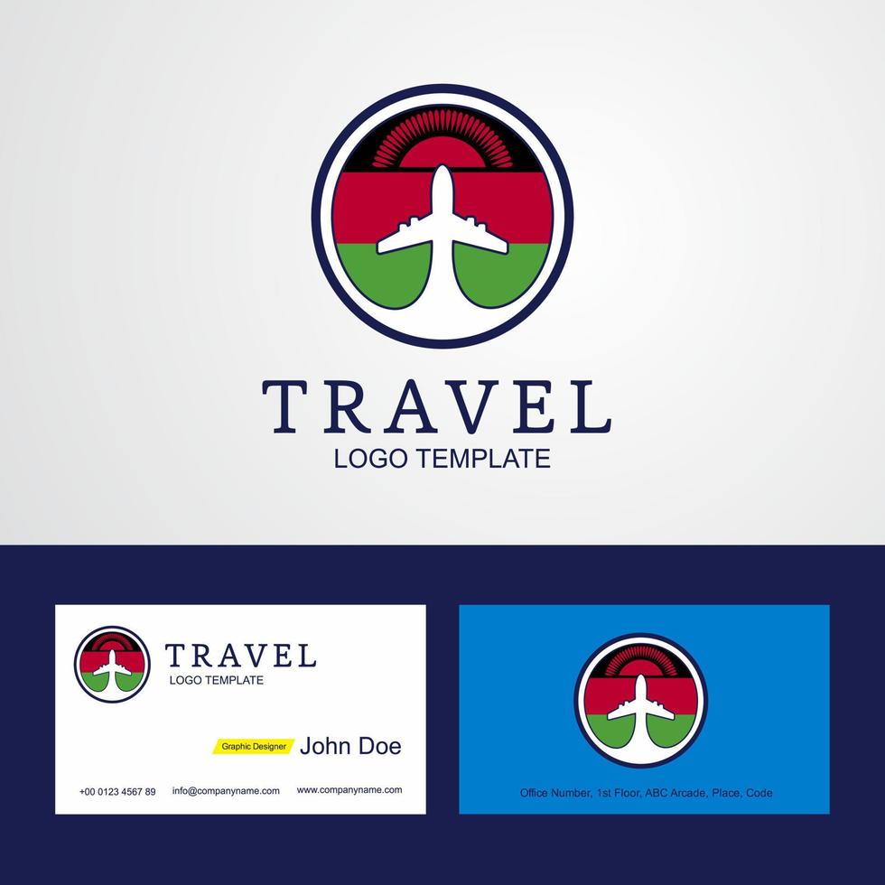 Travel Malawi Creative Circle flag Logo and Business card design vector