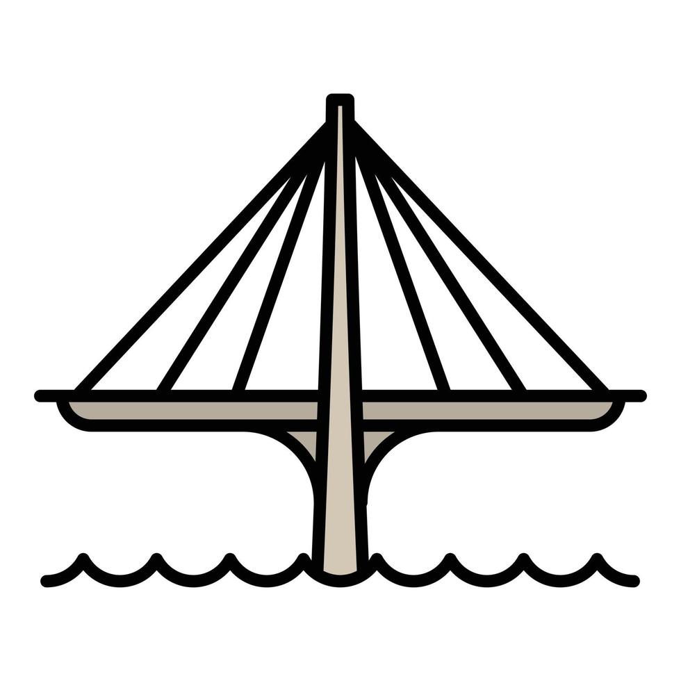 Futuristic bridge icon, outline style vector