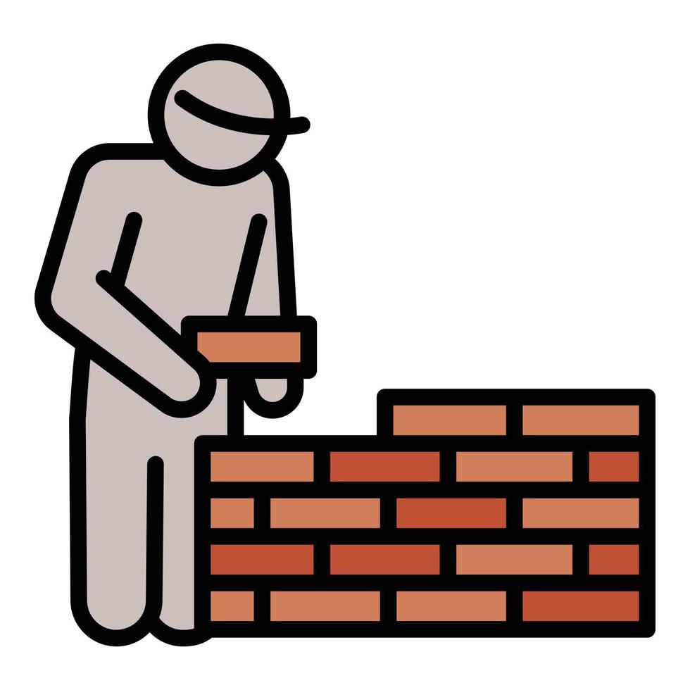 Masonry worker wall icon, outline style vector