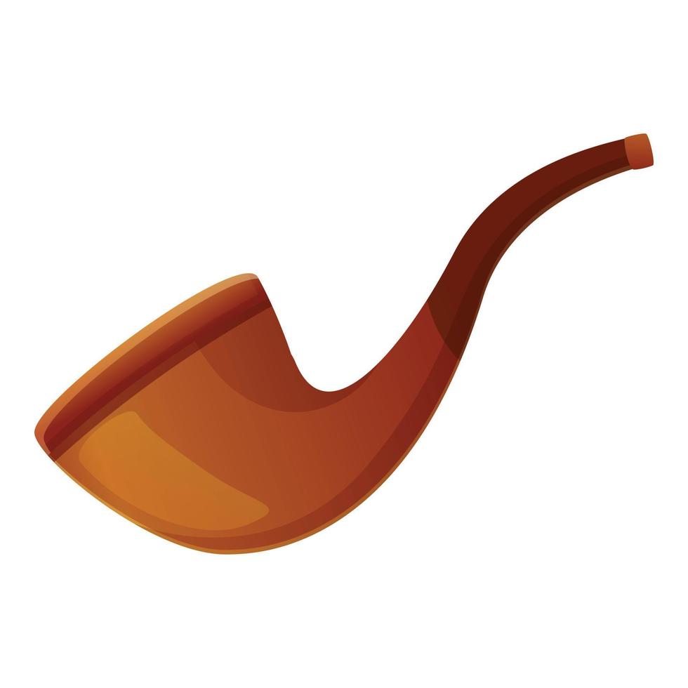 Made wood smoking pipe icon, cartoon style vector