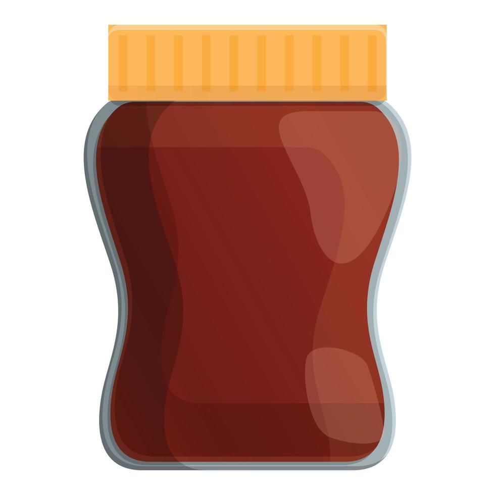 Chocolate paste jar icon, cartoon style vector