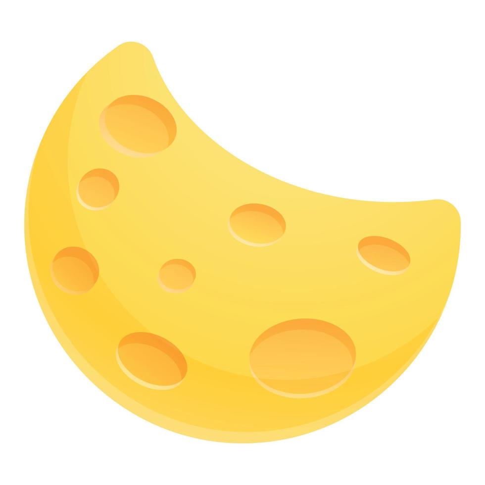 Cheese moon icon, cartoon style vector