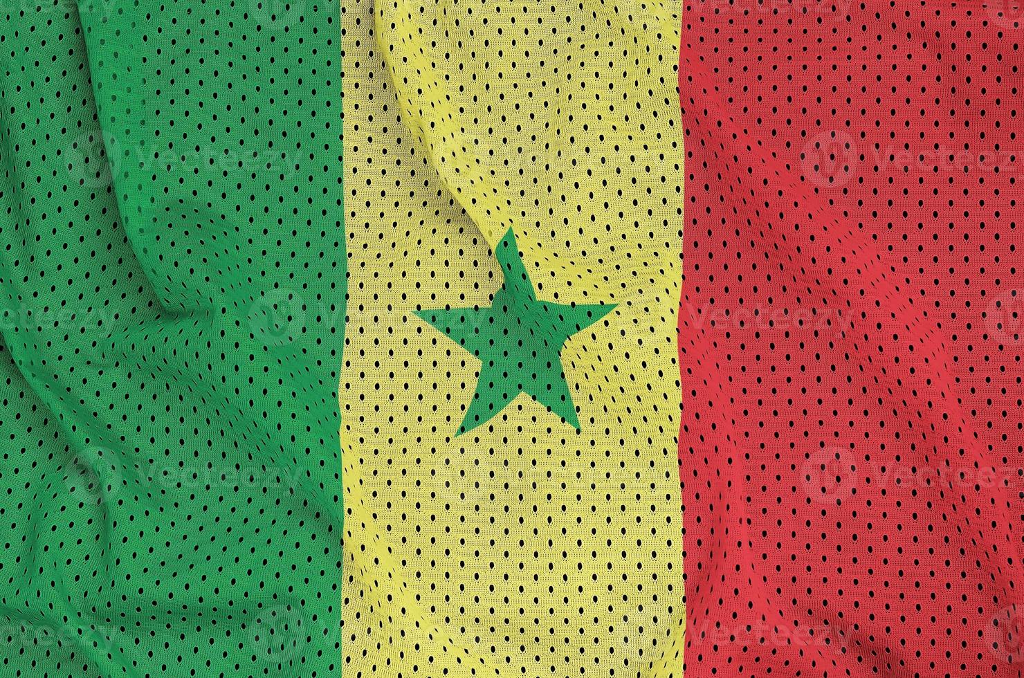 Senegal flag printed on a polyester nylon sportswear mesh fabric photo