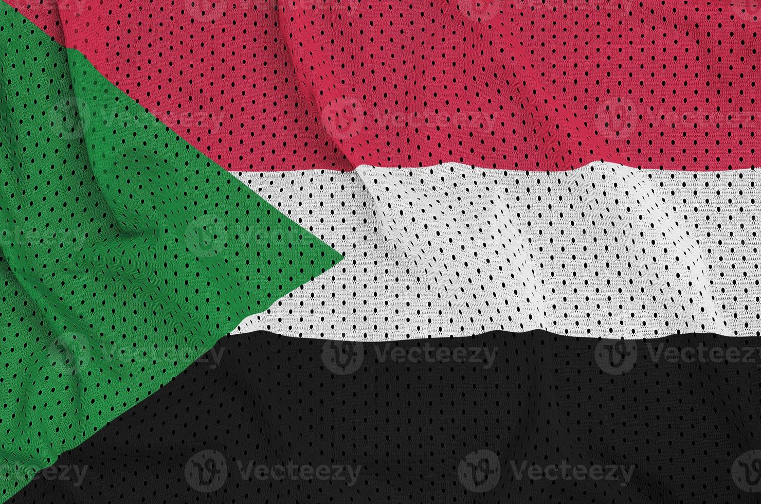 Sudan flag printed on a polyester nylon sportswear mesh fabric w photo