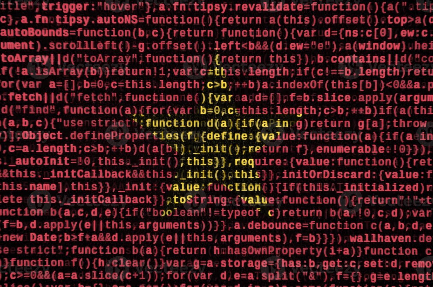 Vietnam flag  is depicted on the screen with the program code. The concept of modern technology and site development photo