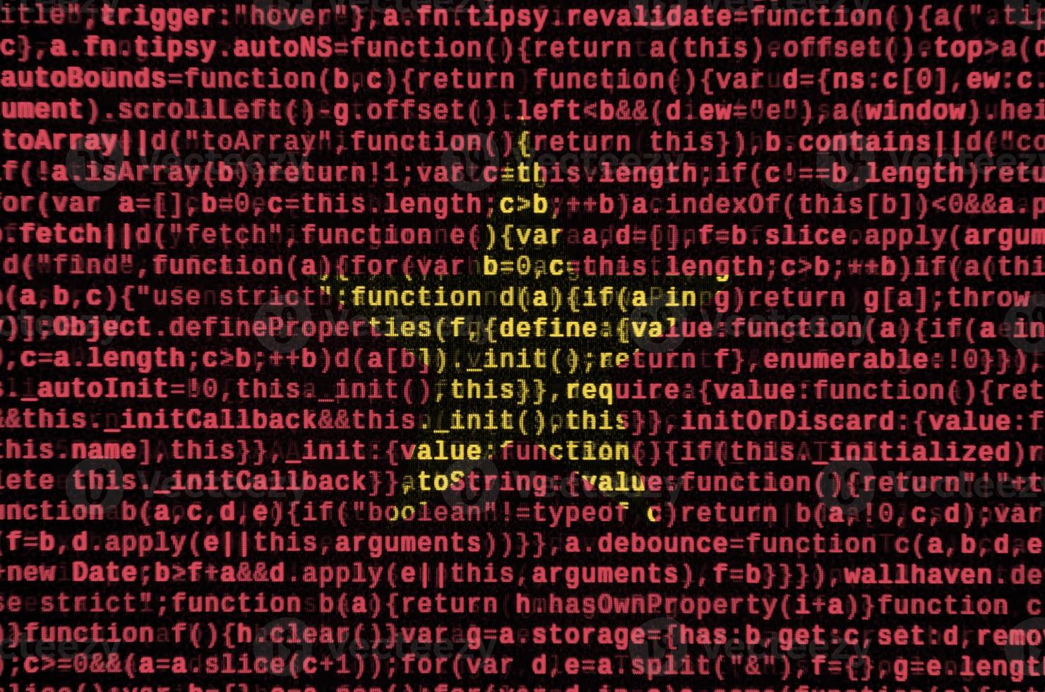 la bandera de vietnam se representa en la pantalla con el código del programa. el concepto de tecnología moderna y desarrollo de sitios foto