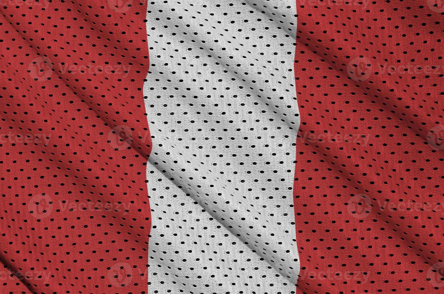 Peru flag printed on a polyester nylon sportswear mesh fabric wi photo