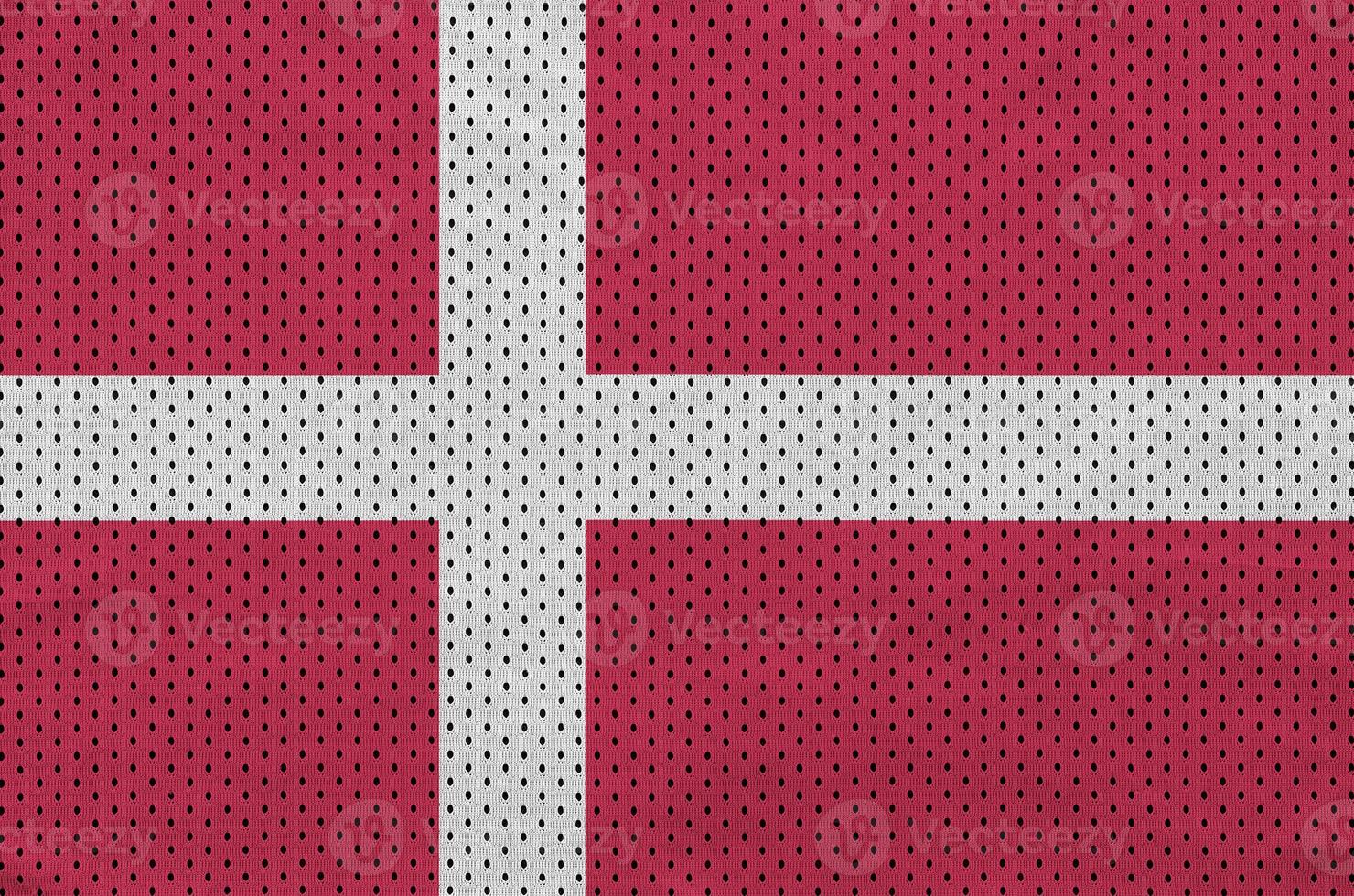 Denmark flag printed on a polyester nylon sportswear mesh fabric photo