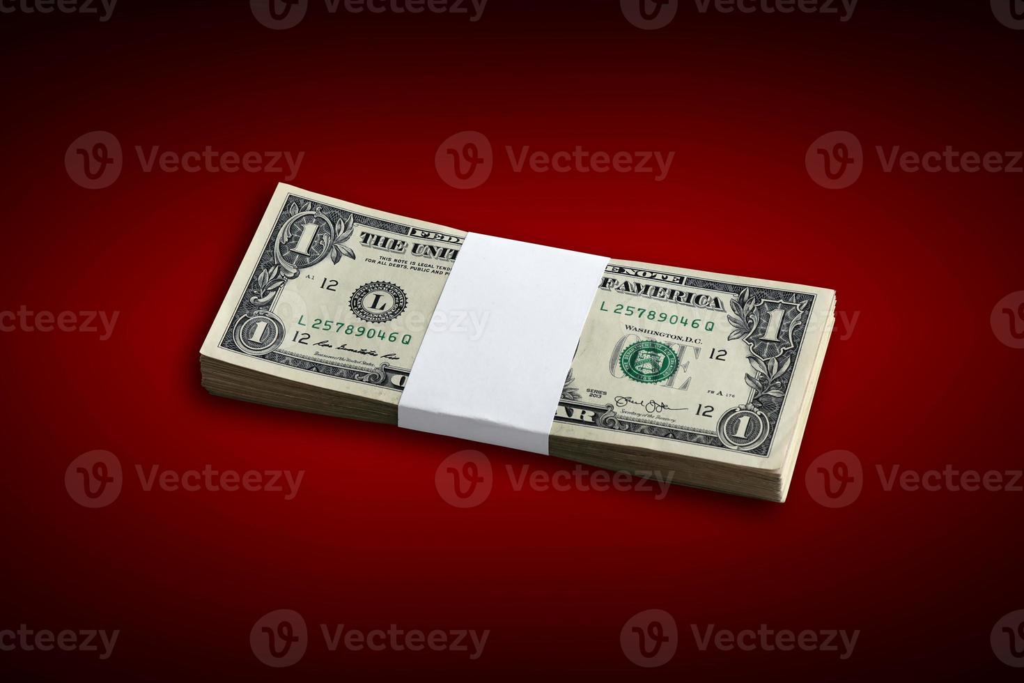 Bundle of US dollar bills isolated on white. Pack of american money with high resolution on perfect white background photo