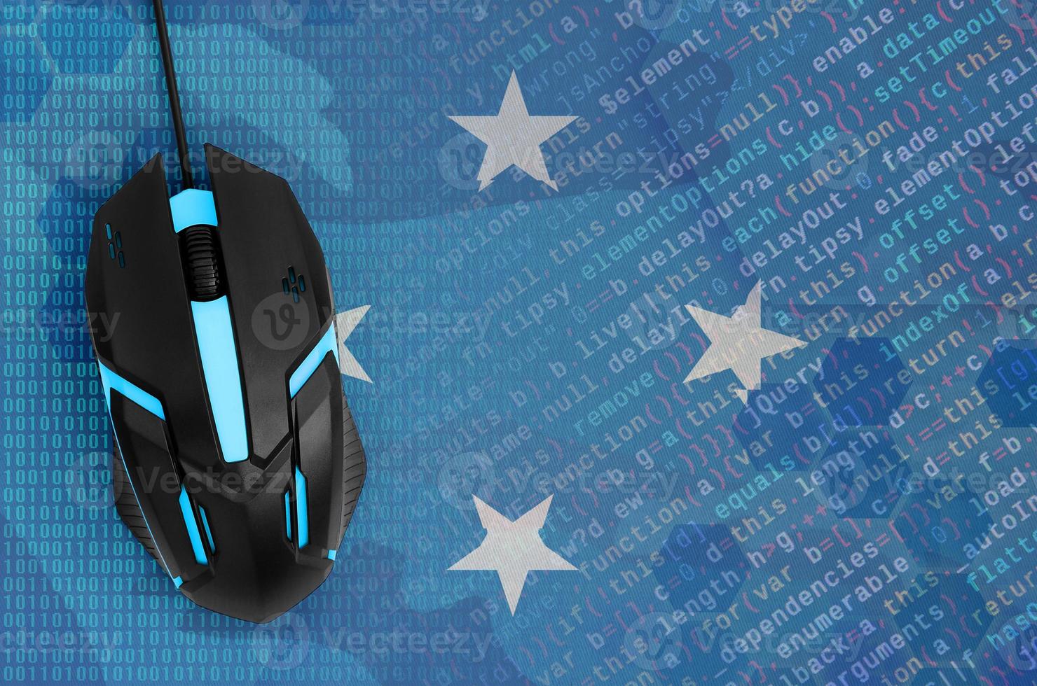 Micronesia flag  and computer mouse. Digital threat, illegal actions on the Internet photo